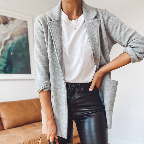 J. Crew Sophie Wool Blend Open-Front Sweater Blazer Gray-XS